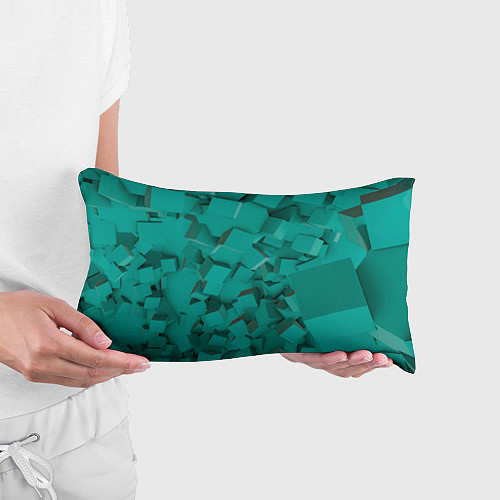 Подушка-антистресс Абстрактные сине-зелёные кубы / 3D-принт – фото 3