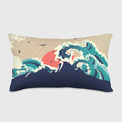Подушка-антистресс Большая океанская волна и силуэт пустынного остров, цвет: 3D-принт