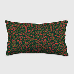 Подушка-антистресс Красные ягоды на темно-зеленом фоне, цвет: 3D-принт