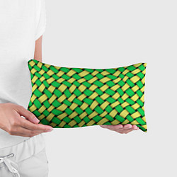 Подушка-антистресс Жёлто-зелёная плетёнка - оптическая иллюзия, цвет: 3D-принт — фото 2