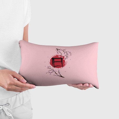 Подушка-антистресс Цветущая сакура с иероглифом cолнце / 3D-принт – фото 3
