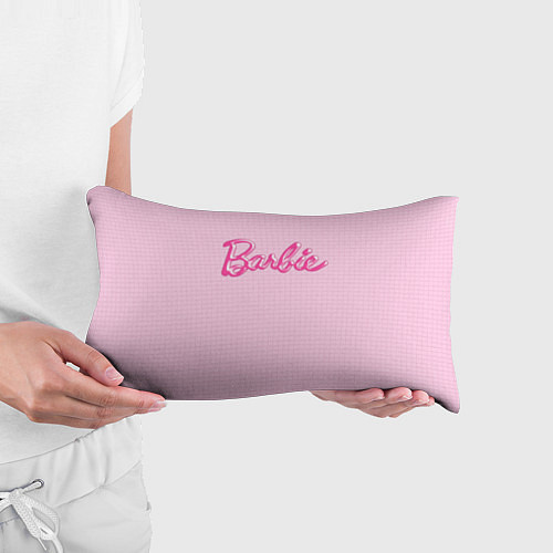 Подушка-антистресс Барби - логотип на клетчатом фоне / 3D-принт – фото 3