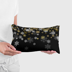 Подушка-антистресс Золотые и белые снежинки, цвет: 3D-принт — фото 2
