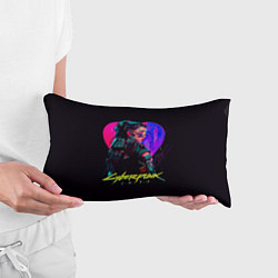 Подушка-антистресс Киберпанк, девушка на фоне сердца, цвет: 3D-принт — фото 2
