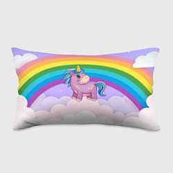 Подушка-антистресс Единорог на фоне радуги, цвет: 3D-принт