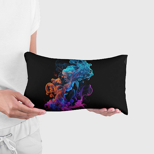 Подушка-антистресс Неоновый цветной дым на черном фоне / 3D-принт – фото 3