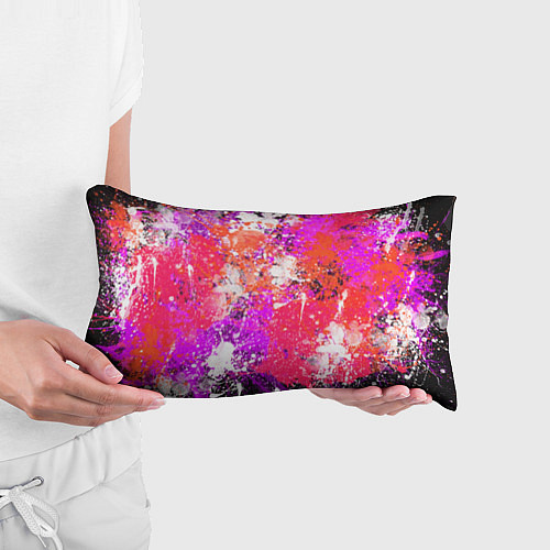 Подушка-антистресс Разбрызганная красная краска - темный фон / 3D-принт – фото 3