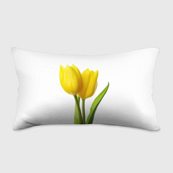 Подушка-антистресс Желтые тюльпаны на белом, цвет: 3D-принт