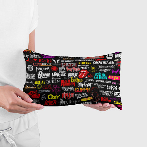 Подушка-антистресс Логотипы рок групп цветные / 3D-принт – фото 3