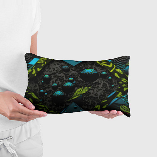 Подушка-антистресс Зеленые абстрактные листья / 3D-принт – фото 3