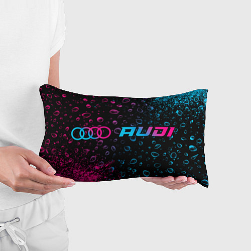 Подушка-антистресс Audi - neon gradient: надпись и символ / 3D-принт – фото 3