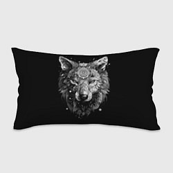 Подушка-антистресс Волк в черно-белом орнаменте, цвет: 3D-принт