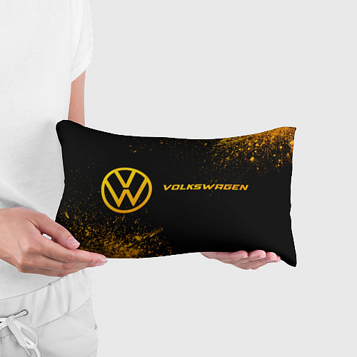 Подушка-антистресс Volkswagen - gold gradient: надпись и символ / 3D-принт – фото 3