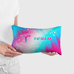 Подушка-антистресс Tesla neon gradient style: надпись и символ, цвет: 3D-принт — фото 2