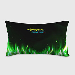 Подушка-антистресс Cyberpunk 2077 phantom liberty green fire logo, цвет: 3D-принт