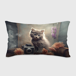 Подушка-антистресс Серый котенок, винтажное фото, цвет: 3D-принт