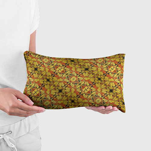 Подушка-антистресс Красно-желтые цветочки / 3D-принт – фото 3