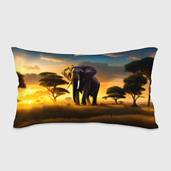 Подушка-антистресс Слон и рассвет в саванне, цвет: 3D-принт
