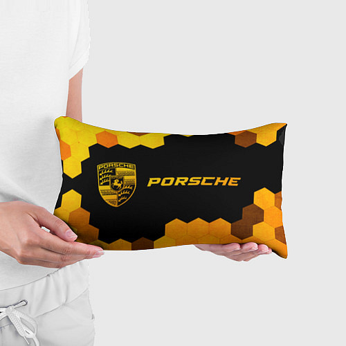 Подушка-антистресс Porsche - gold gradient: надпись и символ / 3D-принт – фото 3