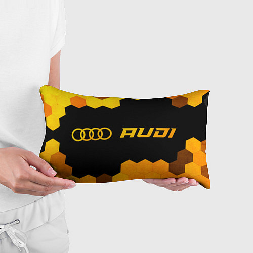 Подушка-антистресс Audi - gold gradient: надпись и символ / 3D-принт – фото 3