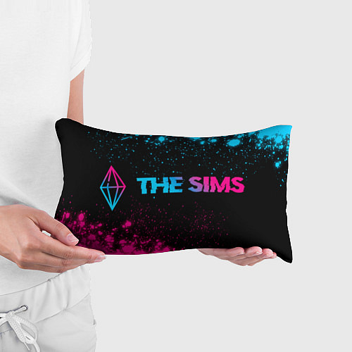 Подушка-антистресс The Sims - neon gradient: надпись и символ / 3D-принт – фото 3