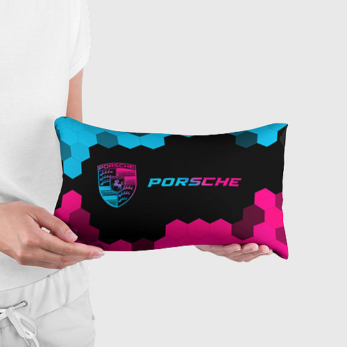 Подушка-антистресс Porsche - neon gradient: надпись и символ / 3D-принт – фото 3