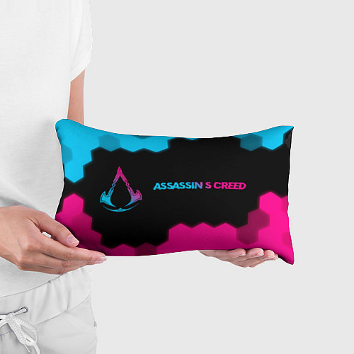 Подушка-антистресс Assassins Creed - neon gradient: надпись и символ / 3D-принт – фото 3