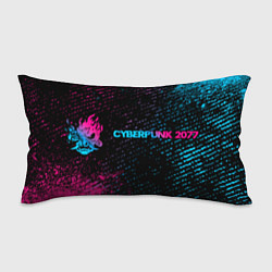 Подушка-антистресс Cyberpunk 2077 - neon gradient: надпись и символ, цвет: 3D-принт