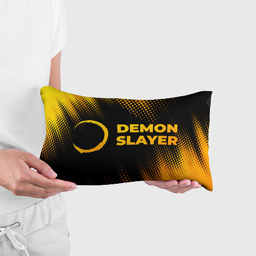 Подушка-антистресс Demon Slayer - gold gradient: надпись и символ / 3D-принт – фото 3