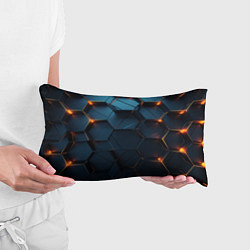 Подушка-антистресс Синие объемные плиты с оранжевыми вставками, цвет: 3D-принт — фото 2