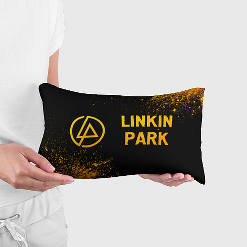 Подушка-антистресс Linkin Park - gold gradient: надпись и символ / 3D-принт – фото 3