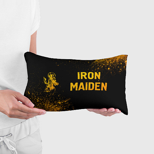 Подушка-антистресс Iron Maiden - gold gradient: надпись и символ / 3D-принт – фото 3