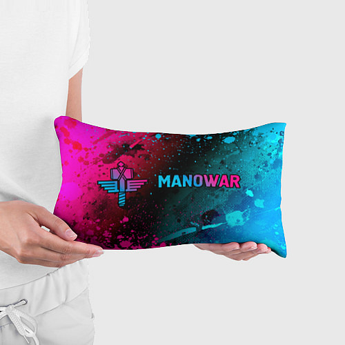 Подушка-антистресс Manowar - neon gradient: надпись и символ / 3D-принт – фото 3