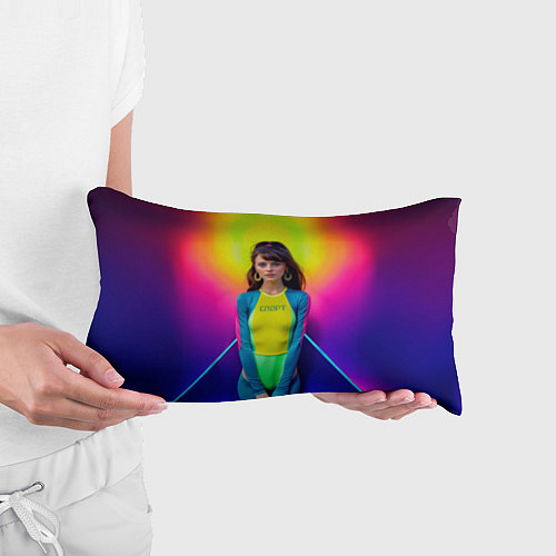 Подушка-антистресс Девушка гимнастка в неоновом зале / 3D-принт – фото 3