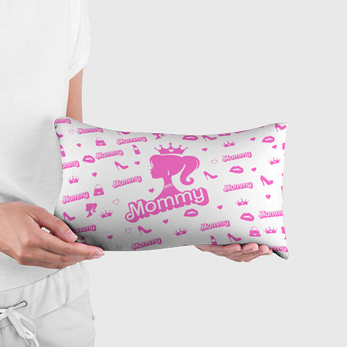 Подушка-антистресс Мамочка - силуэт барби: паттерн розовый на белом ф / 3D-принт – фото 3