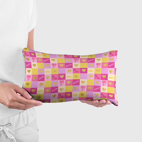 Подушка-антистресс Барби: желтые и розовые квадраты паттерн / 3D-принт – фото 3