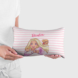 Подушка-антистресс Барби с щенком: розово-белая горизонтальная полоск, цвет: 3D-принт — фото 2