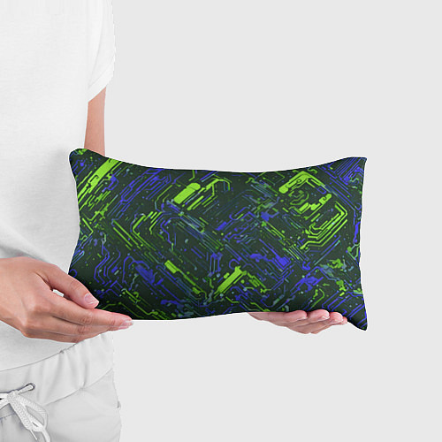 Подушка-антистресс Киберпанк линии зелёные и синие / 3D-принт – фото 3