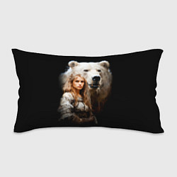 Подушка-антистресс Славянка с большим белым медведем, цвет: 3D-принт