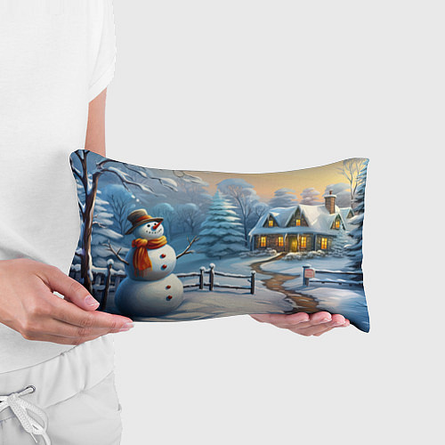 Подушка-антистресс Новый год и снеговик / 3D-принт – фото 3