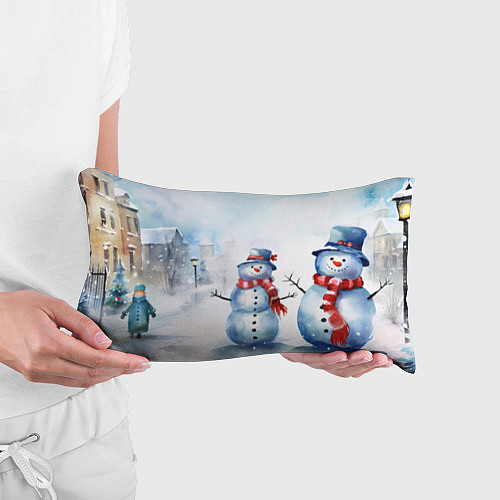 Подушка-антистресс Новогодний день со снеговиком / 3D-принт – фото 3