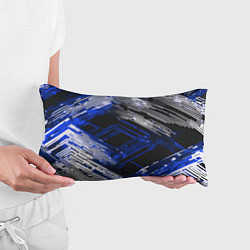 Подушка-антистресс Киберпанк линии белые и синие, цвет: 3D-принт — фото 2
