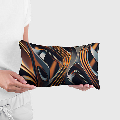 Подушка-антистресс Слияние красок оранжевого и чёрного абстракция / 3D-принт – фото 3