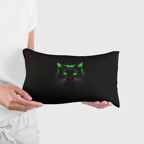 Подушка-антистресс Черный кот в зеленом свечении / 3D-принт – фото 3