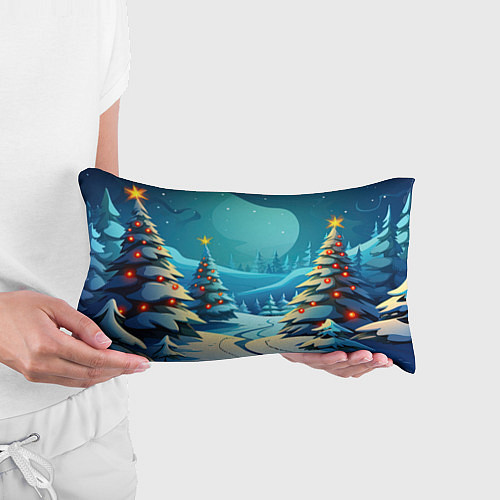 Подушка-антистресс Новогодние елки в снегу / 3D-принт – фото 3