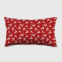Подушка-антистресс Красный паттерн с новогодними оленями, цвет: 3D-принт