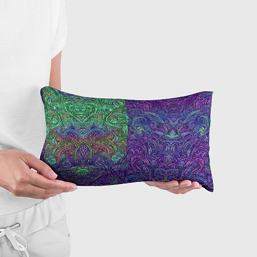 Подушка-антистресс Вьющийся узор фиолетовый и зелёный / 3D-принт – фото 3