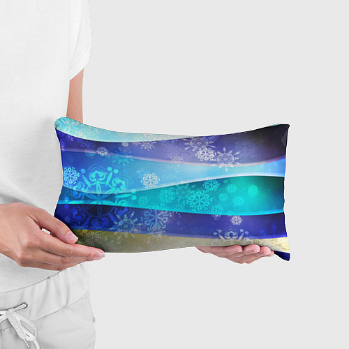 Подушка-антистресс Абстрактный синий волнистый фон со снежинками / 3D-принт – фото 3