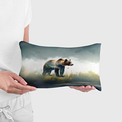 Подушка-антистресс Минималистичный пейзаж с медведем акварель, цвет: 3D-принт — фото 2