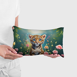 Подушка-антистресс Портрет леопарда с розами, цвет: 3D-принт — фото 2